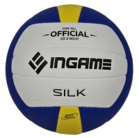 Мяч волейбольный INGAME ШЕЛК/SILK ING-225, бело-сине-желтый - изображение 4