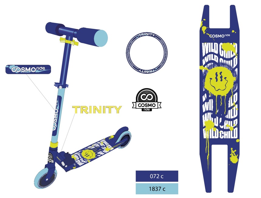 Самокат 2-колесный  COSMORIDE TRINITY CT23BL, 125 мм, сине-голубой - изображение 2