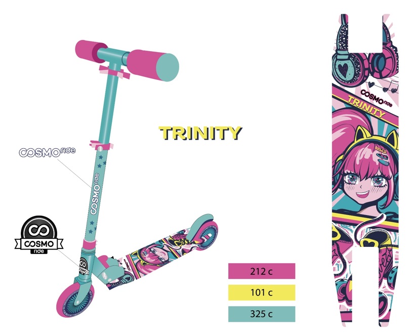 Самокат 2-колесный COSMORIDE TRINITY CT23MI, 125 мм, мятно-розовый - изображение 1