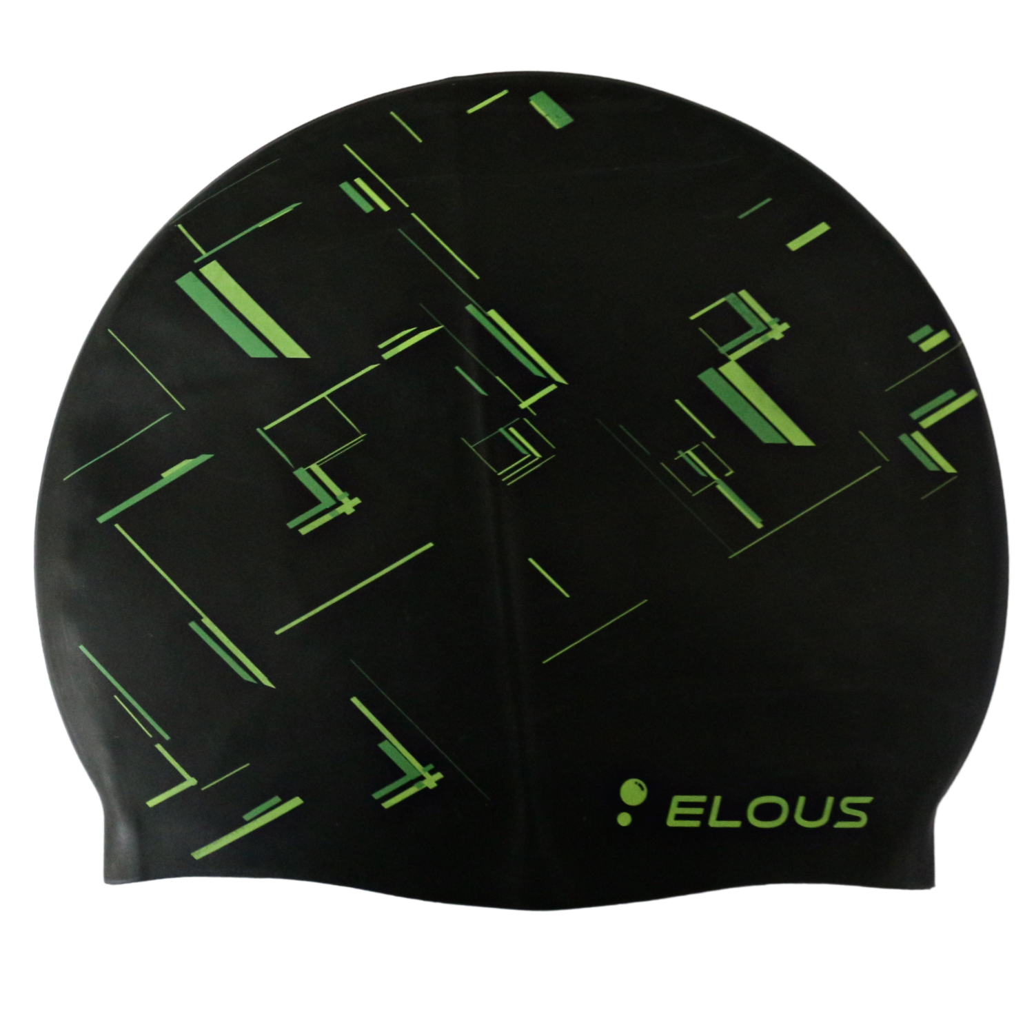 Шапочка для плавания Elous BIG Matrix EL0011, силиконовая, черно-зеленая - изображение 1