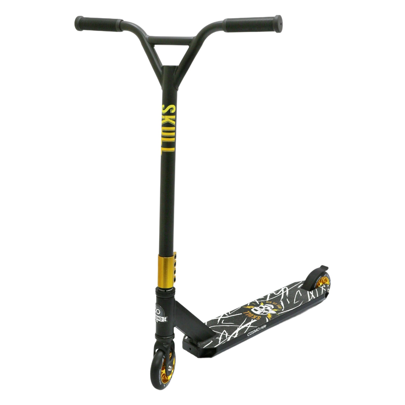 Самокат трюковой COSMORIDE SKULL Pro золотой CS202 - изображение 1