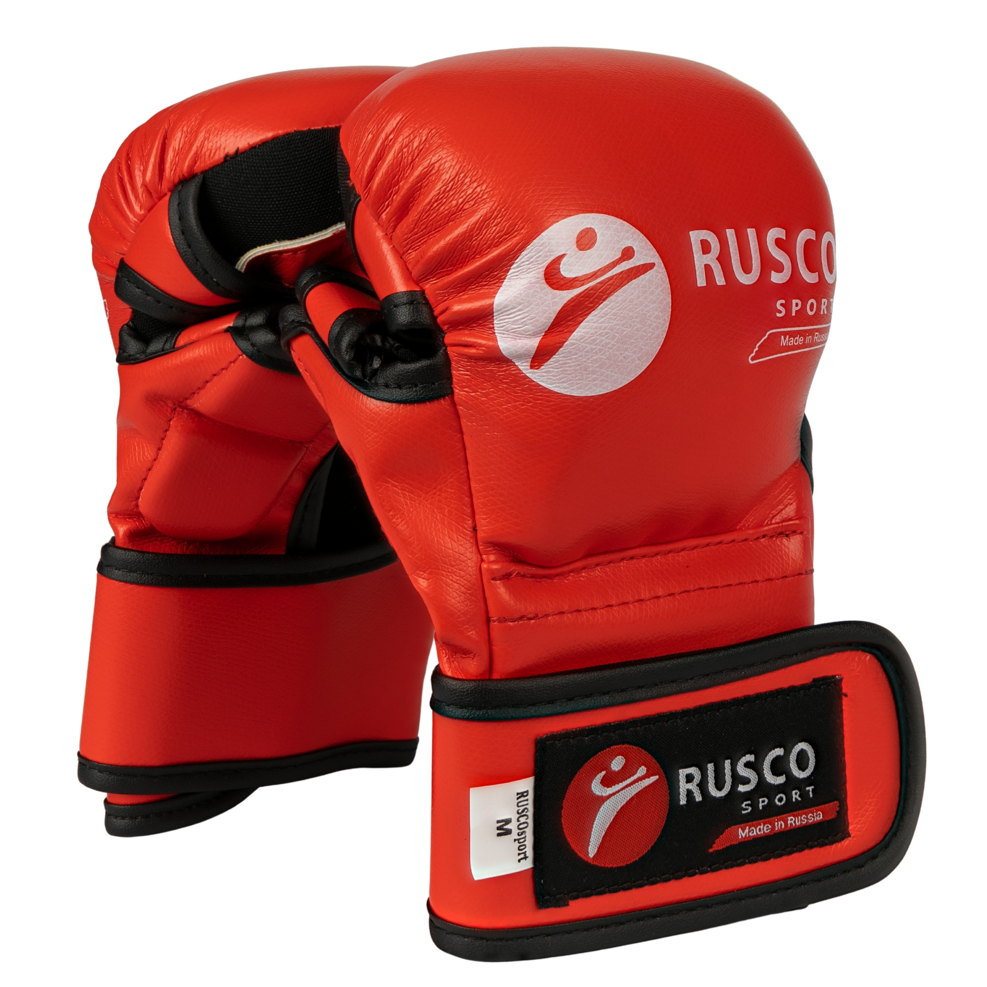 Перчатки для смешанных единоборств RUSCO SPORT к/з красный - изображение 1