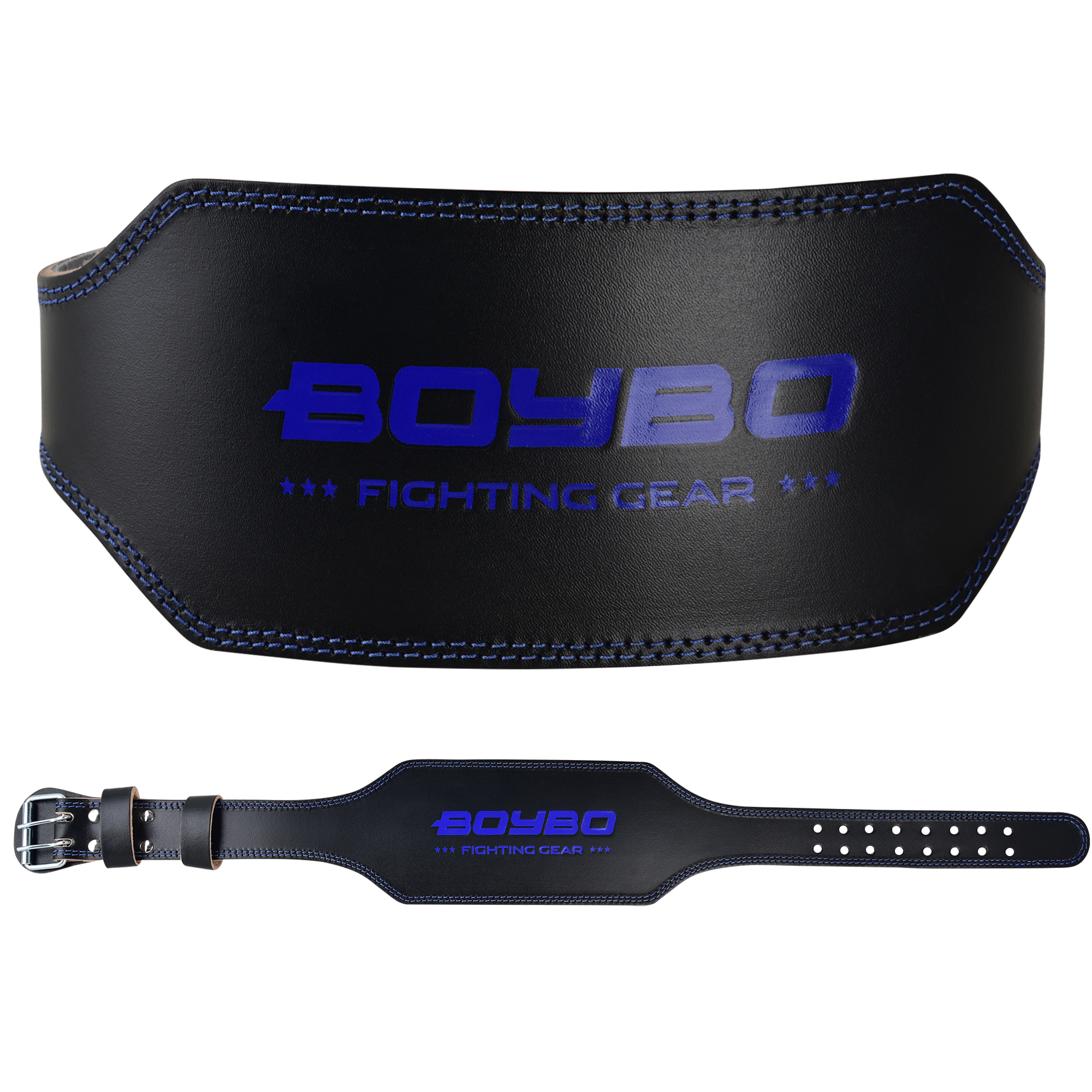 Пояс тяжелоатлетический BoyBo Легенда/Legend, BBW700, кожа, черно-синий - изображение 2