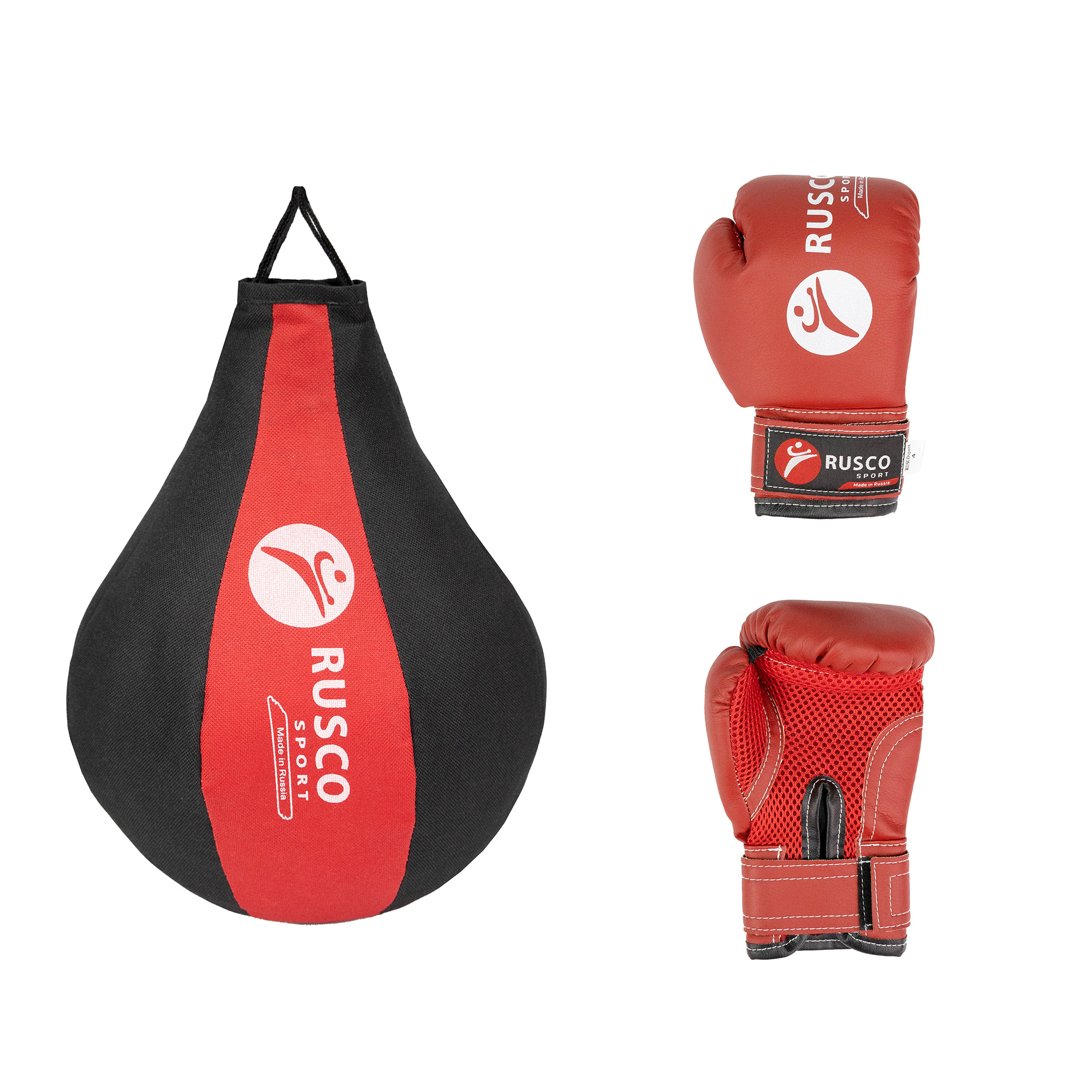 Набор бокс. начинающий RUSCO SPORT черный/красн. груша и перчатки 4oz - изображение 4