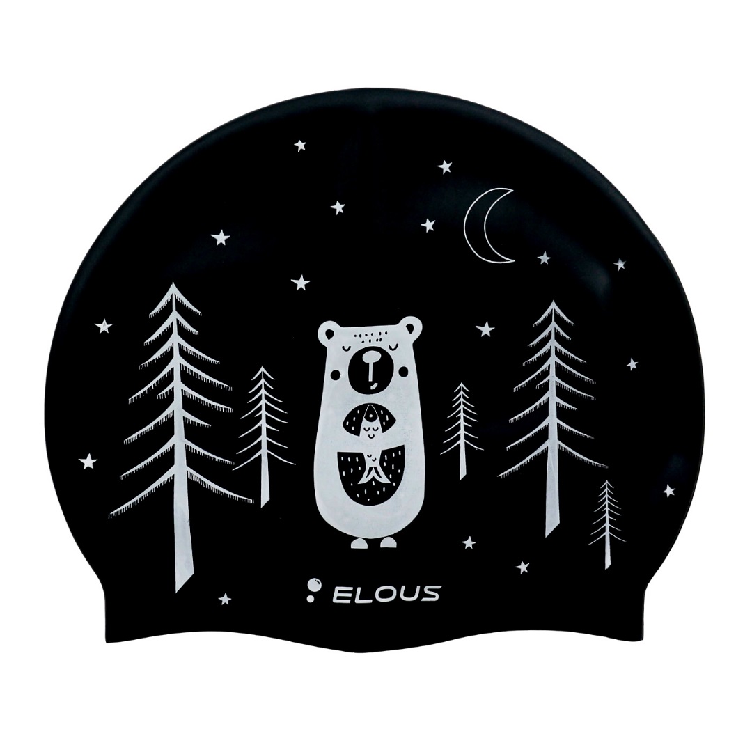 Шапочка для плавания Elous детская EL008, силиконовая, медвеженок - изображение 2