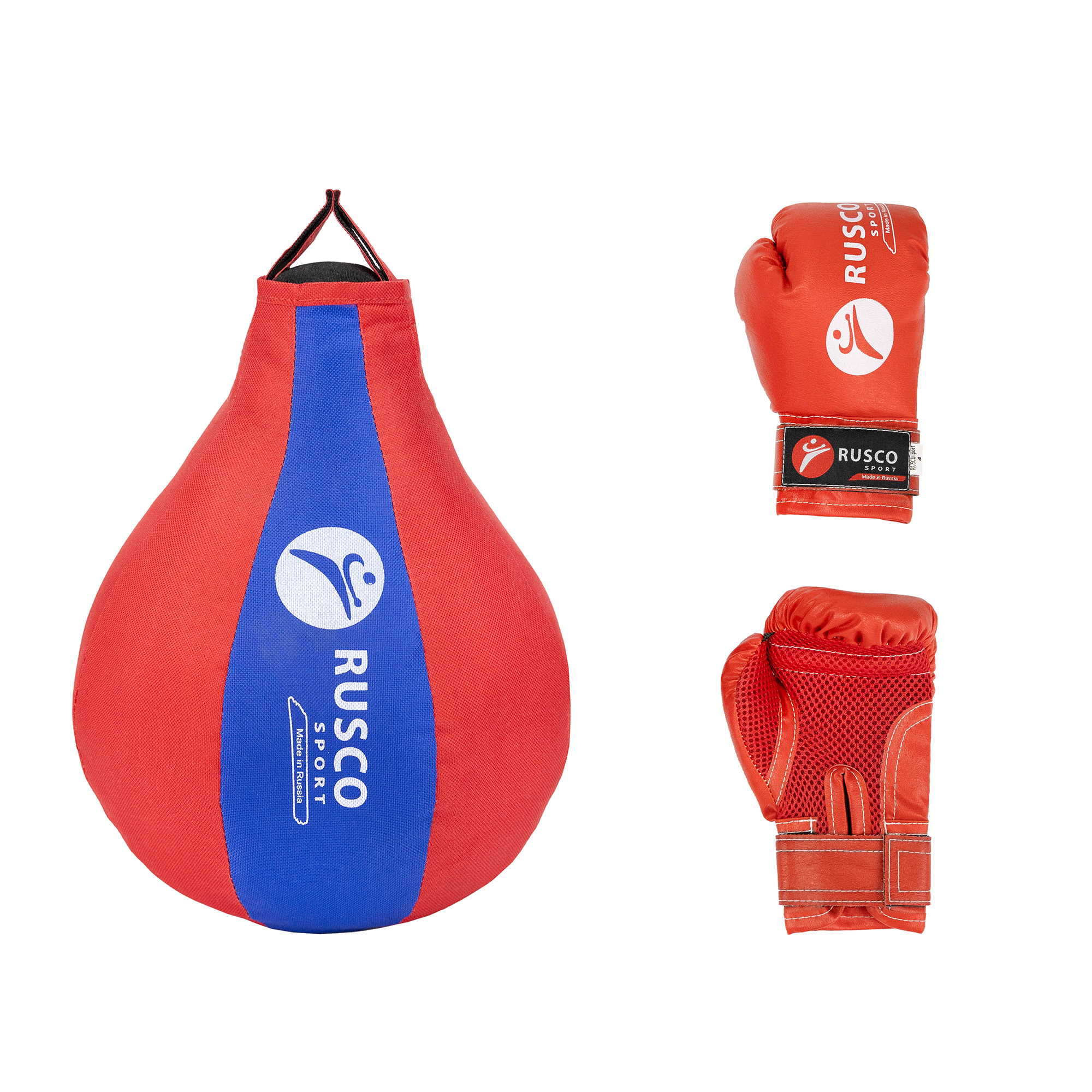 Набор бокс. начинающий RUSCO SPORT красный/син. груша и перчатки 4oz