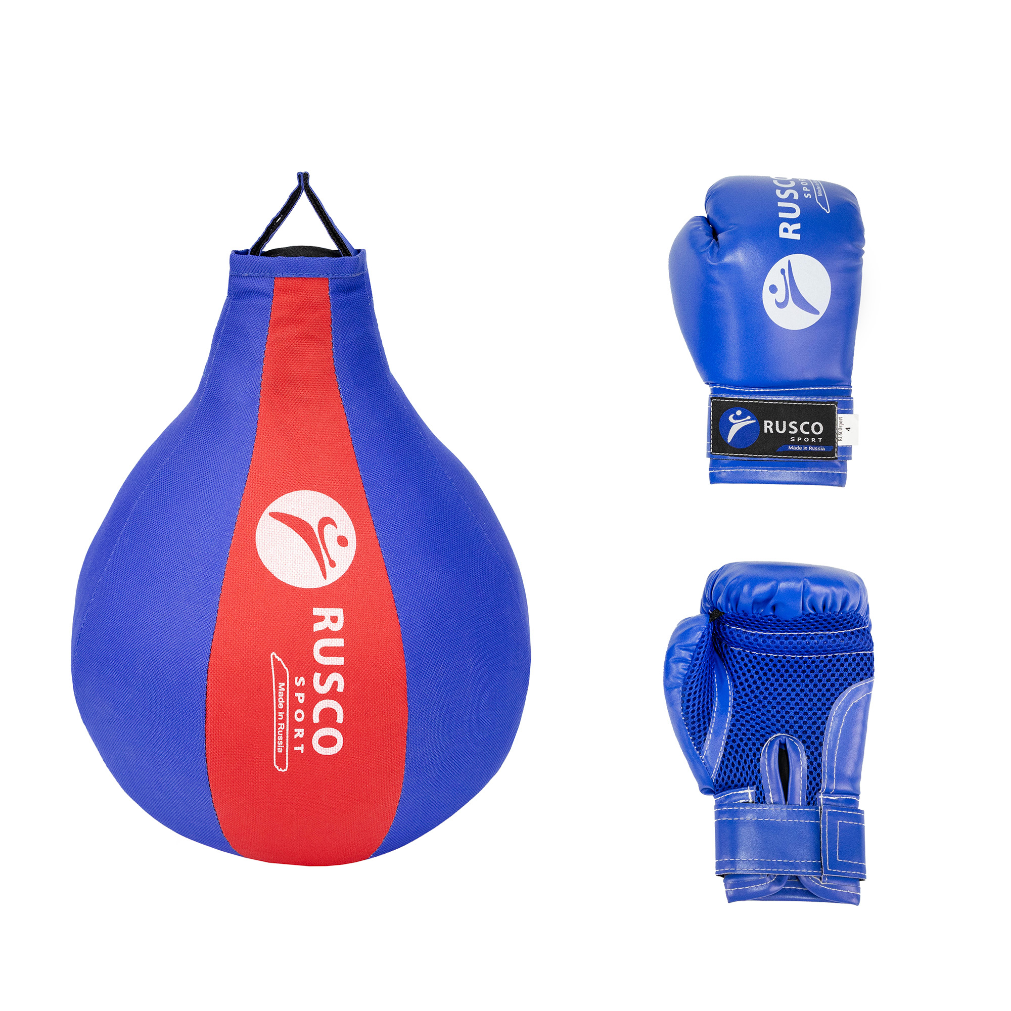 Набор бокс. начинающий RUSCO SPORT синий/красн. груша и перчатки 4oz